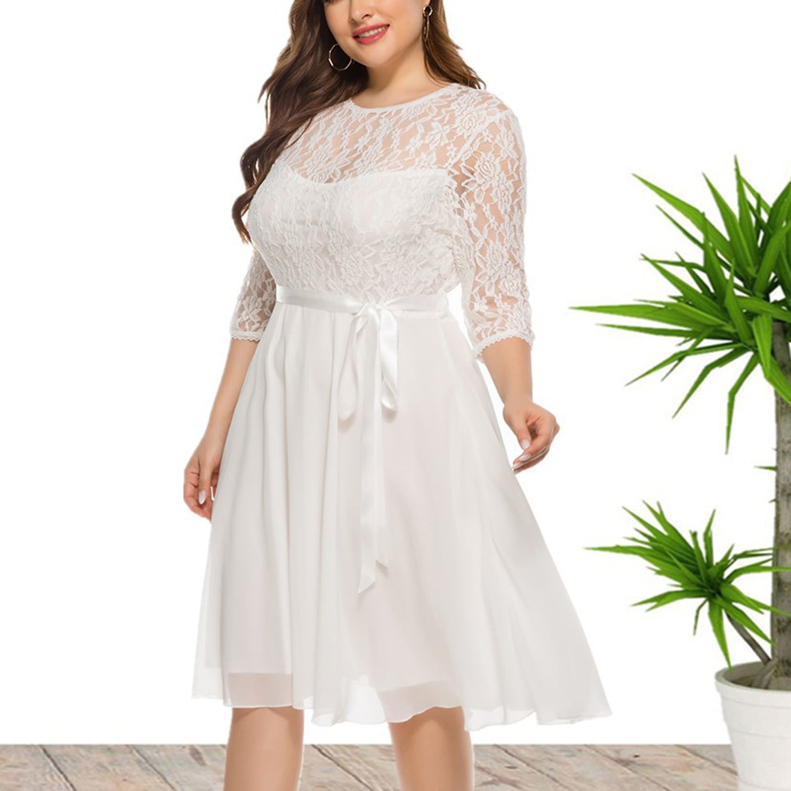 plus size white cocktail dress